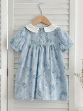 Summer Girls Doll Collar Short Sleeve Floral Dress